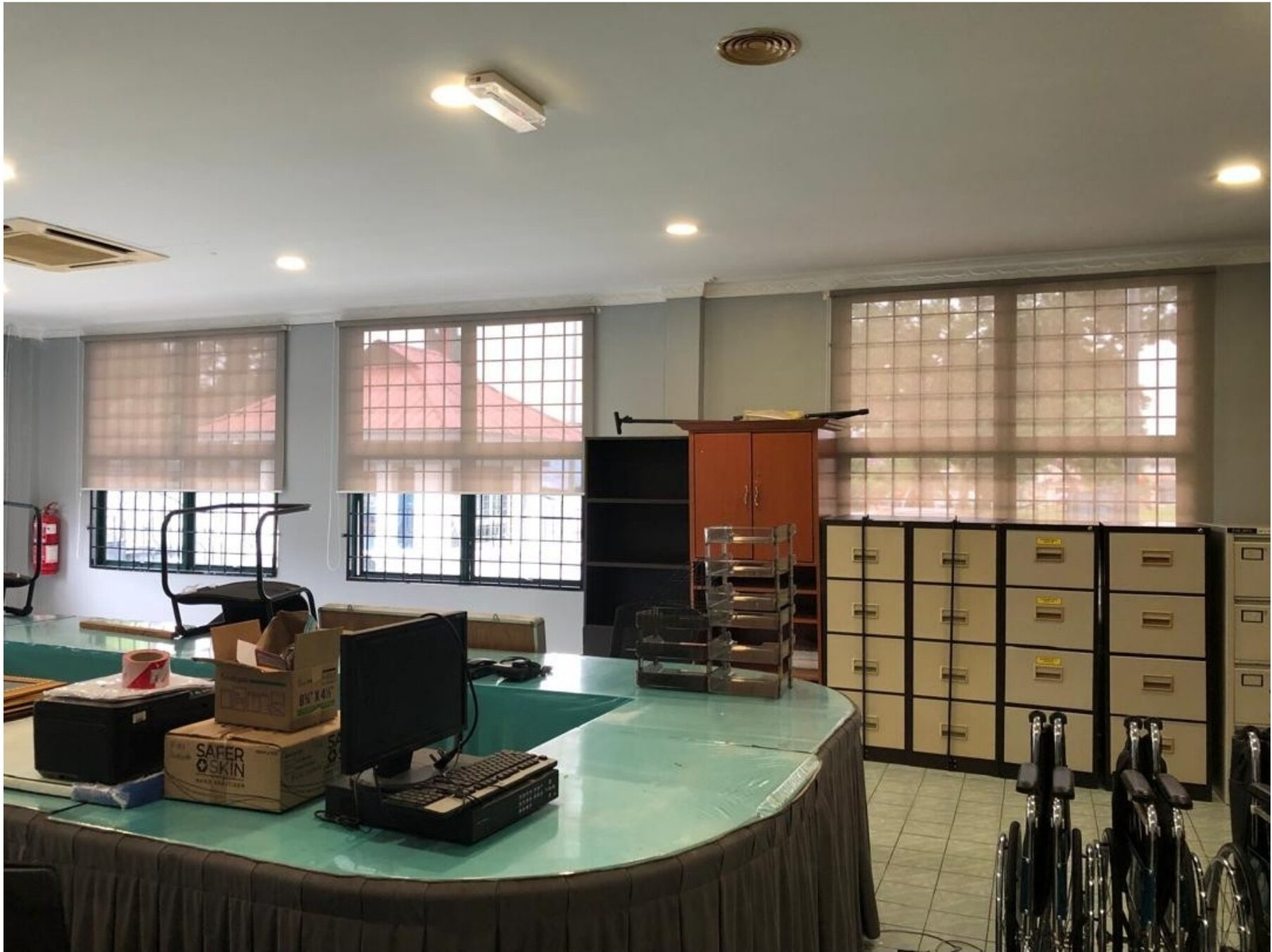 Roller blinds spanning a wide office wall in Shah Alam, Selangor